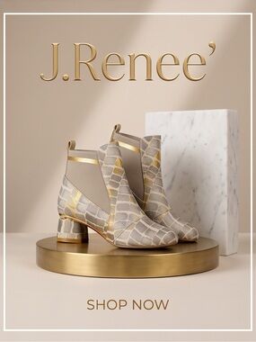 J.Renee Gray Patterned Ankle Boots with Gold Accents